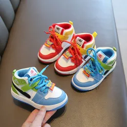 Children sneakers New spring and autumn high-top shoes children's fashion sneakers boys and girls running shoes Breathable casual baby toddler shoes Size 21-32