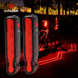 X-Tiger Bike Rear Light Accessories IPx5 Waterproof Bicycle Lamp Charging LD Laser Line Cycling Taillight Flashlight