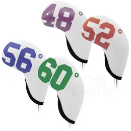 Other Golf Products 7pcs Premium Neoprene Golf Wedge Headcovers Set 48 50 52 54 56 58 60 Degree Wedge Club Head Cover White Colorful Number 230313