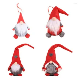 Juldekorationer handgjorda svenska gnome Santa Plush Doll Ornaments Hanging Xmas Tree Toy Holiday Home Party Decor Kids Gift