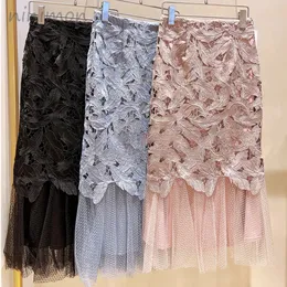 스커트 Ninimon High Waist Vintage Lace Mermaid Skirts 트럼펫 MIDI 스커트 사무실 숙녀 모든 경기장 긴 치마 여자 스커트 230313