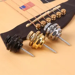 Flat Head Guitar Bass Strap Lock Skidproof StrapLock locking pegs Pins Guitar Strap button Pins end - Chrome Black gold