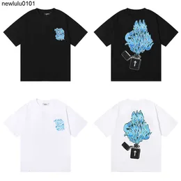 Trapstar Designer Men T Shirt Blue Flame Print Double Lourd Lose Shosed Shift Cane Short Sleeve Wonmen Men T-Shirt