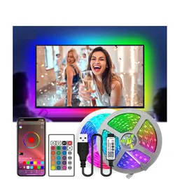 TV LED Light Strip 16,4ft Backlight Leds Lights FO com Bluetooth App Control Sync Music Música USB alimentada 5050 RGB Iluminação para PC Monitor Gaming Rooms Crestech168