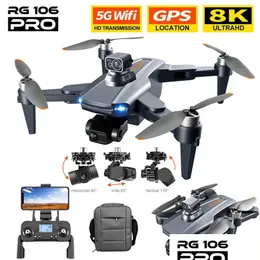 Inteligente UAV RG106 Drone 8K GPS Profesional de câmera dupla com 3 eixos de helicóptero RC sem escova 5G WiFi FPV Drones Quadcopter Toy 220 DH8XJ
