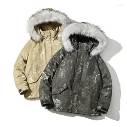 Men's Down Extfination 2023 Inverno casual de tamanho grande parkas mulher gráfica vintage impressa casacos com capuz