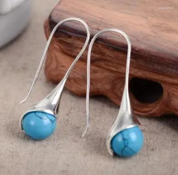 Baumelnde Ohrringe für Damen, Ohrschmuck, Brincos-Ohrring, Pendientes, natürlicher grüner rosafarbener Edelstein, Glücksbringer aus 925er Silber, orientalischer Haken