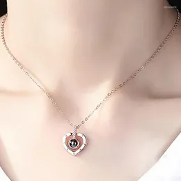 Pendant Necklaces Light And Shadow Projection "I Love You" In 100 Languages Nano Micro- Chain Necklace Aesthetic Fashion