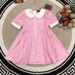 23ss marca designer vestido infantil gola de boneca moda presbiopia completa vestidos de camisa meninas vestidos de camisa de algodão puro saia infantil roupas de bebê a1