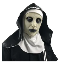 Partymasken Die Nonne Latexmaske mit Kopftuch Kruzifix Terror Gesichtsmasken Scary Cosplay Thriller Antifaz Para Fiesta Horror Mascara Cross 230313