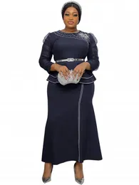 Casual klänningar vintage långärmad sjöjungfru paljett maxi klänning 2023 bodycon glittrande elegant glänsande fest kväll afrikan för kvinnor