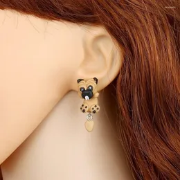 Studörhängen mode söt handgjorda polymer lera mjuk skarpa mopshund för kvinnor tecknad djur örhänge smycken gåva