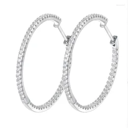 Серьги-кольца 0.86ct Iced Moissanite Huggie для женщин 925 Silver 30mm Circle Diamond Ins 2023 Jewelry Gift