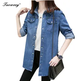 Kvinnors blusar skjortor mode kvinnor blus vår hösten casual skjortor camiseta de mujer lång ärm denim jeans toppar casual women shirt blusa mujer 230313