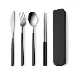 Conjuntos de utensílios de jantar 4 PCs Conjunto de talheres de aço inoxidável com malha de malha de tabela portátil Cutter Fork Spoon Chazicks Kitchen