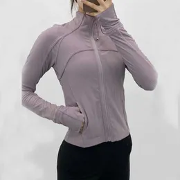 Yoga-outfits lange mouw bijgesneden sportjack Lu-38 dames zip fitness winter warme gym top actieve kleding hardloopjassen workout kleding vrouw
