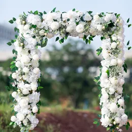 Decorative Flowers Wreaths 50/100cm Artificial Wedding Flowers Wall Iron Arch Backdrop Arrange Supplies Silk Rose Peony Fake Floral Row Centerpiece Decor 230313