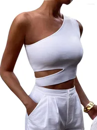 Women's T Shirts Asymmetry Short T-Shirt Women Slim Hollow Solid Backless Tops Summer Casual Sports Elasticity Vest