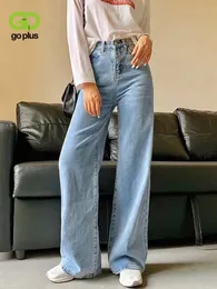 Kadın kot goplus kadın y2k geniş bacak pantolon yüksek bel anne Kore moda kot pantolonlar mavi jean pantalon büyük femme c11855 230313