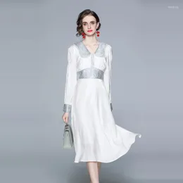 Повседневные платья Женщины весеннее элегантное белое длинное платье фестива