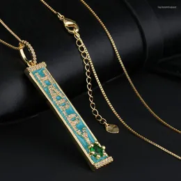 Pendant Necklaces Vertical Geometric Bar Necklace Meaningful Zircon Letter Lucky Words Box Chain Blessed Gifts For Women Mom Jewelry