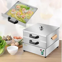 Electro-Thermal 2 Tiers 304 Stainless Steel Rice Noodle Roll Steamed Bun Steam Machine Vermicelli Roll Steaming Furnace Steamer Ho2460