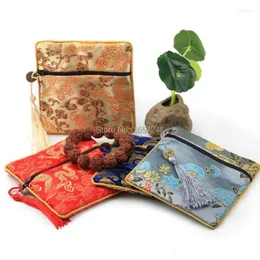 Gift Wrap Vintage Small Zipper Bags Packaging For Jewellery Bag High Quality Silk Brocade Bracelet Storage Pouch Coin Purse