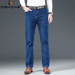 Мужские джинсы Мужчины весны прямые брюки мешковатые легкие брюки растягиваемые джинсы модные девчушки мужские джинсы Осенние мужские джинсовые штаны 230313