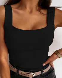 Blouses femininas 2023 Primavera de primavera Verão Pescoço de pescoço traseiro Tampo básico Tampo Ninimour feminino sem mangas colete colorido sólido Tops de roupas femininas