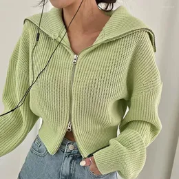 Women's Knits GUUZYUVIZ Oversized Knitted Cardigan Female Casual Green Zipper AUTUMN Winter Sweater Women Long Sleeve Woman Sweaters