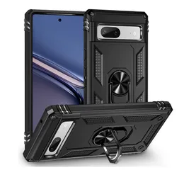 Goolge Pixel 6 6A 7 7A Pro Case 360 Metal Dönen Kickstand Tutucu Zırh Ağır Hizmet Darbeye Dayanıklı Kapak Kabuk Askeri Sınıf Düşme Etkisi için Yüzük Standı Kılıfı