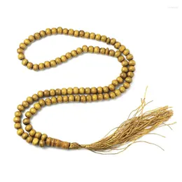 Strand Natural 8mm Wood Pärlor Muslim Tasbih Prayer 99 Wood Rosary Misbaha Islamisk religion Eid Ramadan gåva