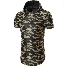 Heren t shirts mannelijk 2023 korte mouw camouflage shirt hoody slanke heren t-shirt tops speciale button mode heren T-shirt