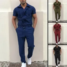 Men's Tracksuits Mens Rompers Pants Casual Loose Suit Overalls Fashion Short Sleeve Jumpsuit Streetwear Men Ropa De Hombre 230311