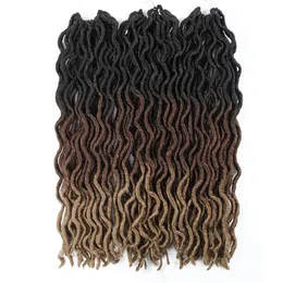 Lans 20inches Soft Dreads Dreadlocks Hair Ombre Curly Crochet Hair Synthetic Braiding Hair Extensions Goddess Faux Locs201B