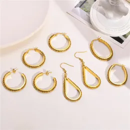 Hoop Earrings ZORCVENS Fashion Gold Color Stainless Steel C Shaped For Women Irregular Geometry Female Wedding Jewelry