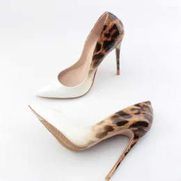 Sapatos de vestido Big Sale Saltos de 12 cm de mulher bombas de leopardo de leopardo de ponta sexy de ponta alta cor de alta mista
