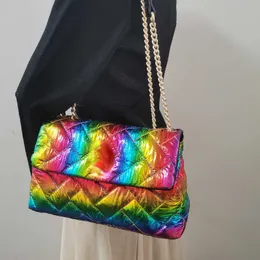 Cross-body Shoulder Bags Rainbow Color Contrast Splicing Eagle Head Lady Handbag Wallets 230313