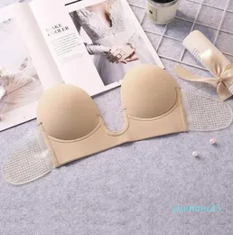 Yoga Outfit Invisible Push Up Bra Strapless Bras Dress Wedding Party Sticky Self-25 Silicone Brassiere Breathable Deep U Underwear