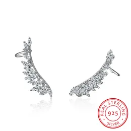 Charm 925 sterling silver Needle Zirconia Angel Wings Stud Earrings For Women Bijoux Fine Jewelry Ear Cuff Cute Gift 230311