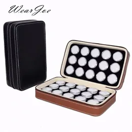 Jewelry Boxes Loose Gemstones Display Beads Organizer Container Round Gem PU Leather Diamond Exhibition Storage Carrying Case 230313