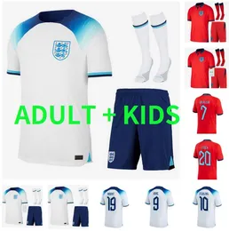 2022 Englands Erkekler Kit Futbol Formaları Şortlu Çorap Çocuk Setleri 22 23 Futbol Gömlek 2023 Boys Kane Grealish Sancho Foden Rashford Sterling Çocuk Üniforma Ev