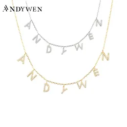 Hoop Huggie ANDYWEN 925 Sterling Silver Gold Personalized Name Pendant Necklace Alpahbet Birthday Gift Valentiens European Initial Jewelry 230311