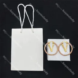 Baroque Diamond Stud Earrings Pink Diamond Eardrops Gold Letter Pendant Earrings With Box Gifts Jewelry Wholesale