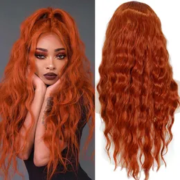 Syntetiska peruker Long Wave Frisyr Middle Orange Black Wig Heat Resistant Fiber Syntetic for Women Cosplay 230314