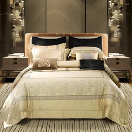 Bettwäsche-Sets PapaMima Luxus 800TC Ägyptische Baumwolle Set Jacquard Flaches Blatt Kissenbezug Bettbezug Bettwäsche