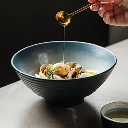 Skålar kinesiska ramen nudel keramisk skål hushåll stor soppa retro kreativ specialrestaurang bordsartiklar blandning sallad