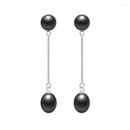 Dangle Earrings Hengsheng Simple 925 Sterling Silver Drop Double Natural Freshwater Pearls 결혼식 여성을위한 패션 보석