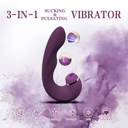 Vibratoren 3in1 Saugen Pulsierender Vibrator Leistungsstarker Klitoris-Vaginal-Stimulator Sexspielzeug für Frauen 230314