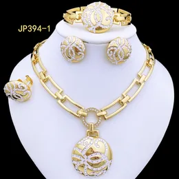 Wedding Jewelry Sets Jewelry Sets For Women Round Pendant Necklace Set ensemble de bijoux en or italien 230313